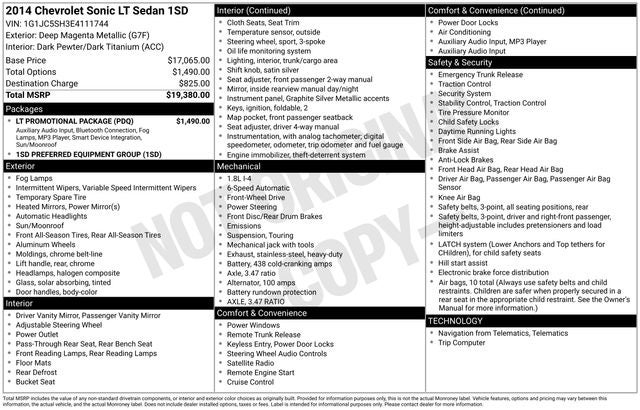 2014 Chevrolet Sonic LT