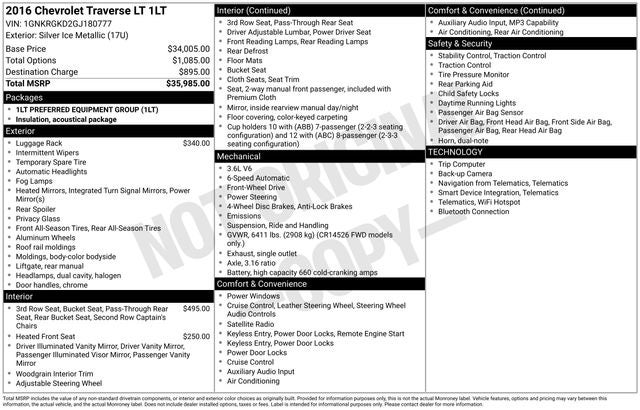 2016 Chevrolet Traverse LT 1LT