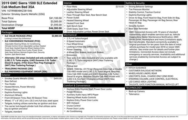 2019 GMC Sierra 1500 SLE