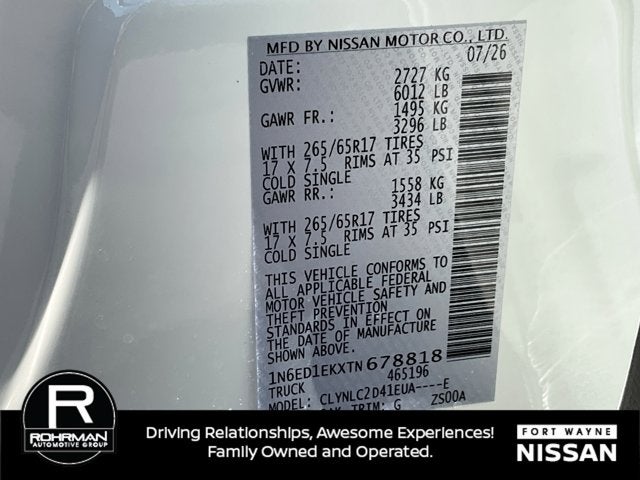 2026 Nissan Frontier SV
