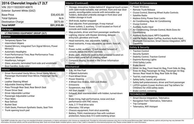 2016 Chevrolet Impala LT 2LT