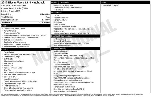 2010 Nissan Versa 1.8 S
