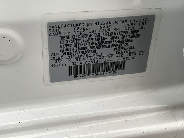 2022 Nissan Versa 1.6 SV