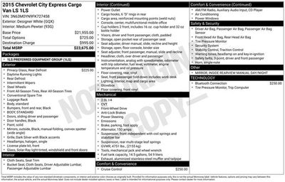 2015 Chevrolet City Express 1LS