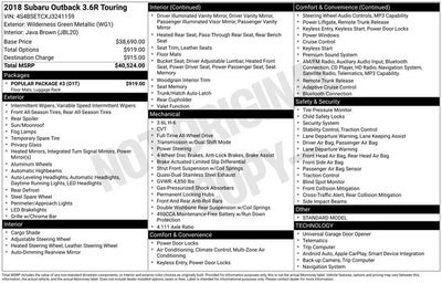 2018 Subaru Outback 3.6R Touring