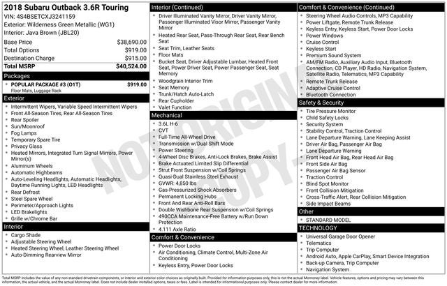 2018 Subaru Outback 3.6R Touring