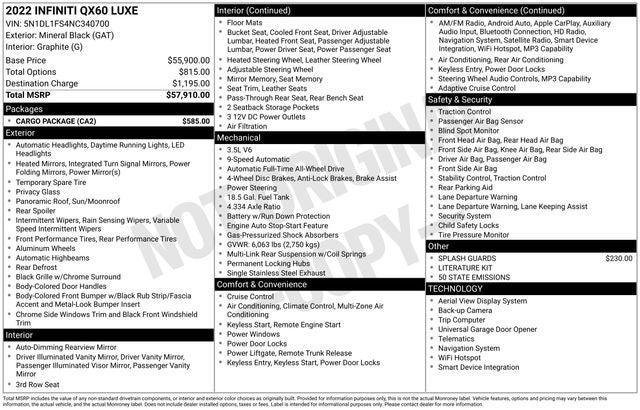 2022 INFINITI QX60 LUXE