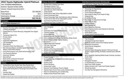 2022 Toyota Highlander Hybrid Platinum