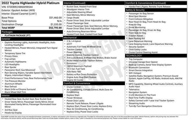 2022 Toyota Highlander Hybrid Platinum