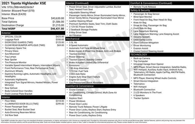 2021 Toyota Highlander XSE