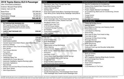 2018 Toyota Sienna XLE 8 Passenger