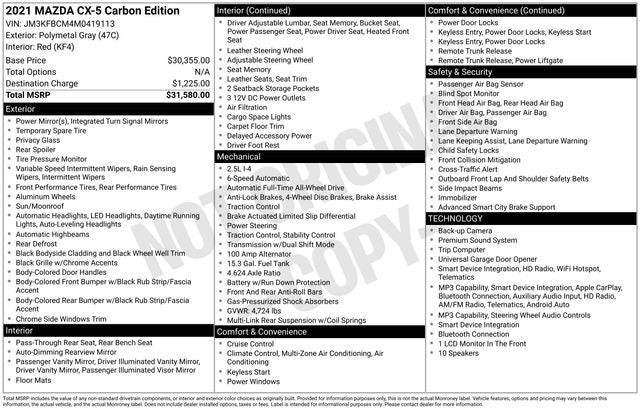 2021 Mazda Mazda CX-5 Carbon Edition
